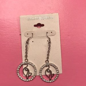 Silver Fashion Earrings with rhinestones